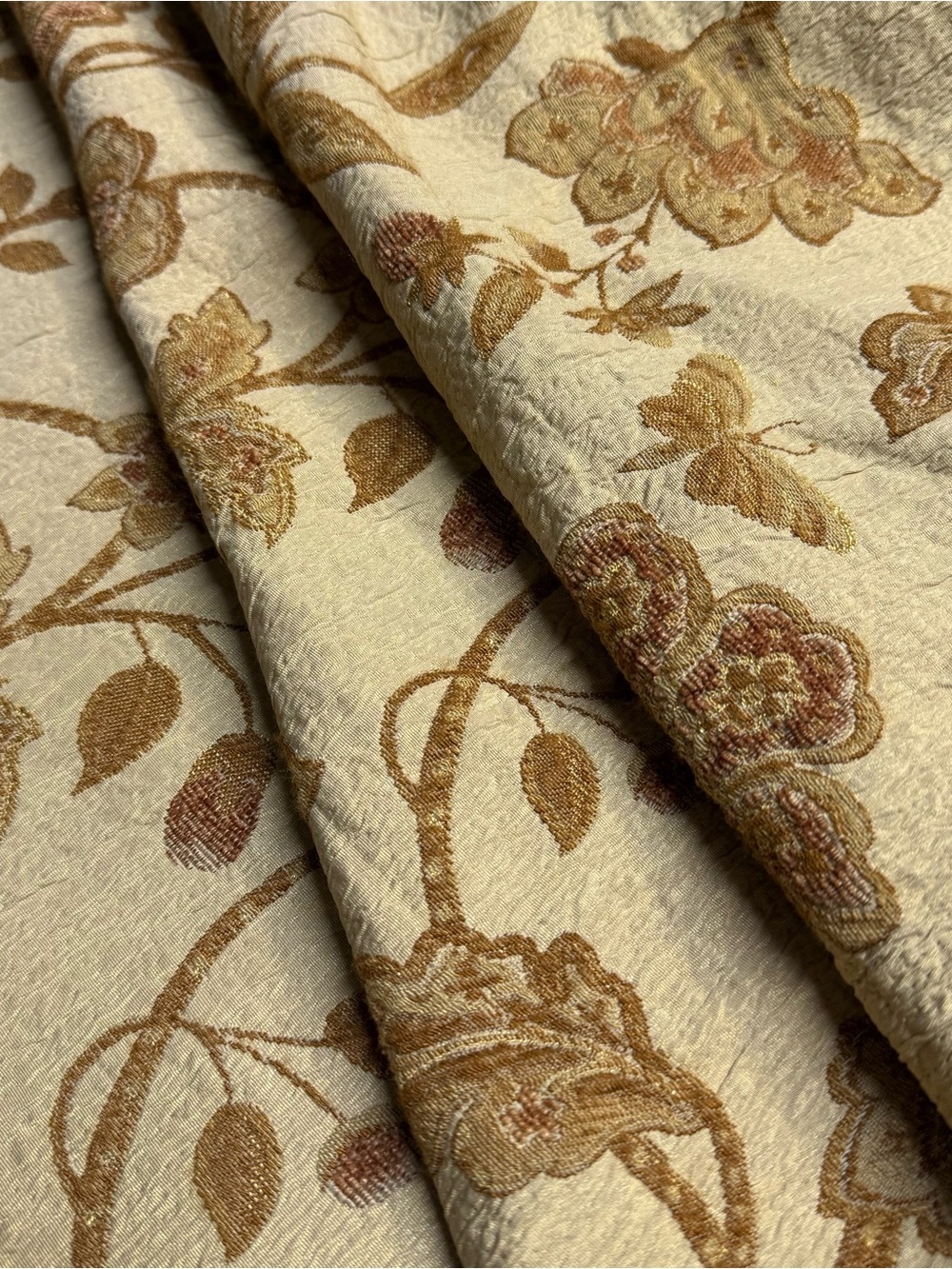 Jacobean Floral Butterfly Textured Upholstery Fabric By The Yard Botanical 51"
